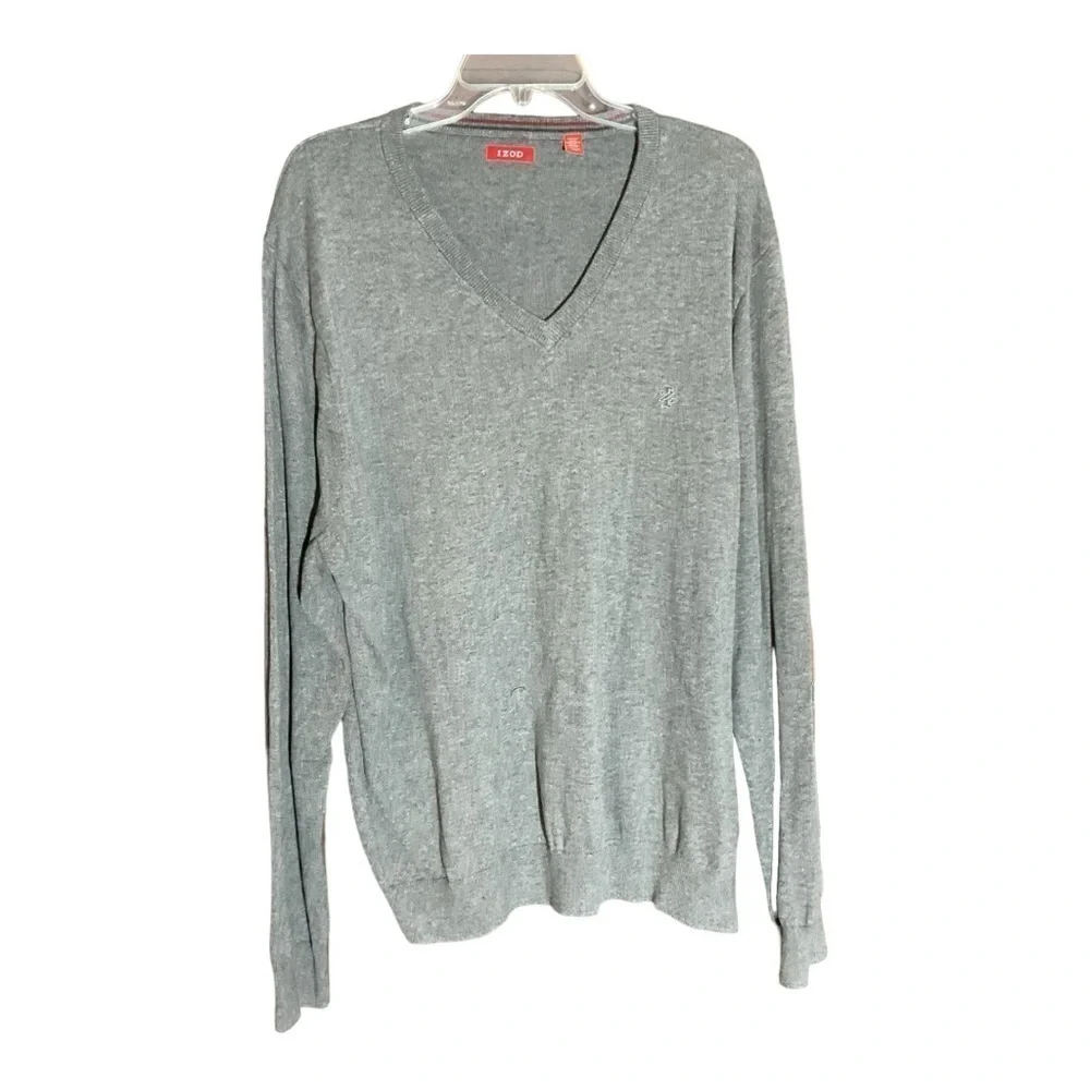 Men’s Izod Gray V Neck Pullover Sweater Size XXL